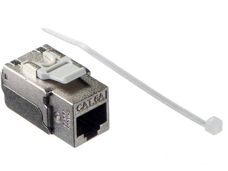 Модуль Keystone экранированный, RJ45, cat.6А, 90°, 110 тип, под инструмент, KE, металлик, NETKO Expert CKC