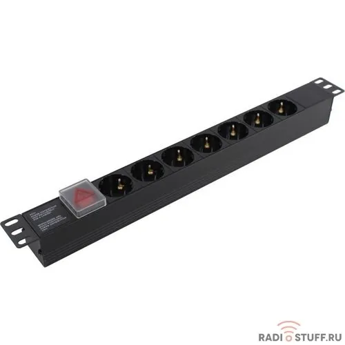 Exegate EX280838RUS Блок розеток ExeGate ServerPro PDU-19H703 Al-7S-C20-SW, 19",1U,алюм, 7 Schuko, С20