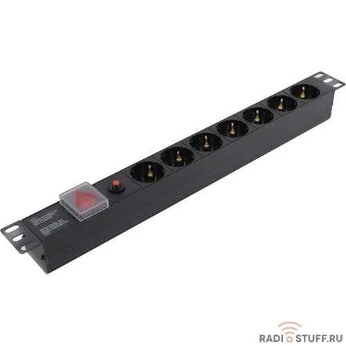 Exegate EX280837RUS Блок розеток ExeGate ServerPro PDU-19H702 Al-7S-C14-SW-O, 19",1U,алюм, 7Sch, С14, защита от перегр