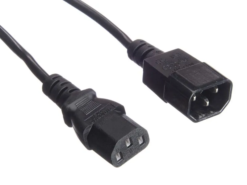 Кабель питания проходной (штекер IEC С13 - гнездо IEC С14) 3*0,5мм2, 1,8м, черный, Netko