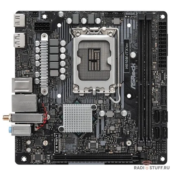 Материнская плата Asrock H610M-ITX/AC Soc-1700 Intel H610 2xDDR4 mini-ITX AC`97 8ch(7.1) GbLAN+VGA+HDMI+DP