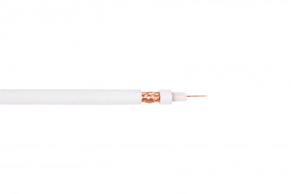 Кабель коаксиальный RG-59 B/U MIL17  экран 112%, белый, 100 м