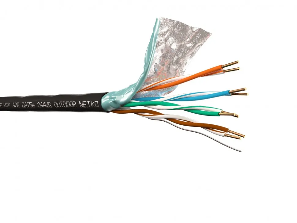 Кабель F/UTP4  (FTP4) cat.5e, 4 пары 24 AWG BC, одножильный, экранированный, для наружных работ, катушка, 305м, FLUKE TEST, NETKO Expert