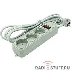 Exegate EX221180RUS Сетевой фильтр Exegate SP-3-3G (3 розетки, 3м, евровилка, серый)