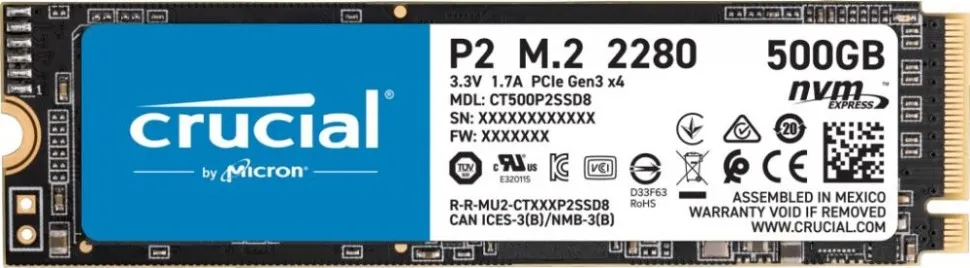 SSD жесткий диск M.2 2280 500GB P2 CT500P2SSD8 CRUCIAL
