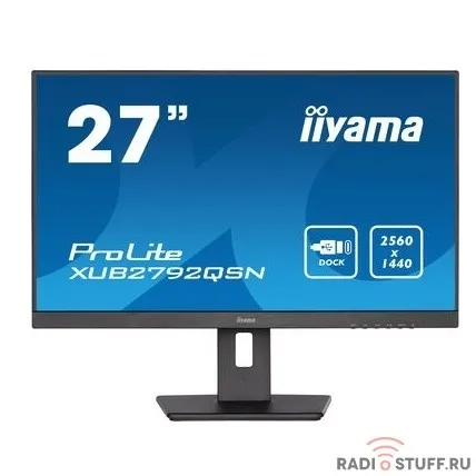 LCD IIYAMA 27" XUB2792QSN-B5 черный {IPS 2560x1440 75Hz 4ms 178/178 350cd 1000:1 10bit(8bit+FRC) HDMI1.4 DisplayPort1.2 2xUSB3.0 USB-C RJ45 2x2W Pivot VESA}