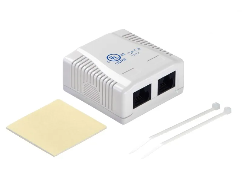 Розетка компьютерная внешняя на плате 2xRJ45, неэкран, cat.6, 110/Krone тип (Dual IDC) белая, NETKO Expert CKC