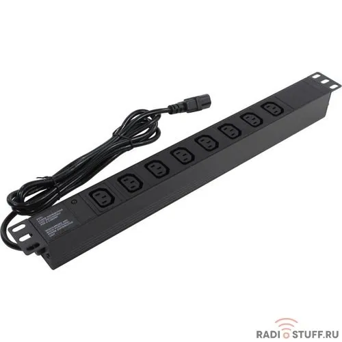 Exegate EX280856RUS Блок розеток ExeGate ServerPro PDU-19H810 Al-8C13-C14-2.5, 19",1U,алюм, 8C13, кабель с C14 2.5м