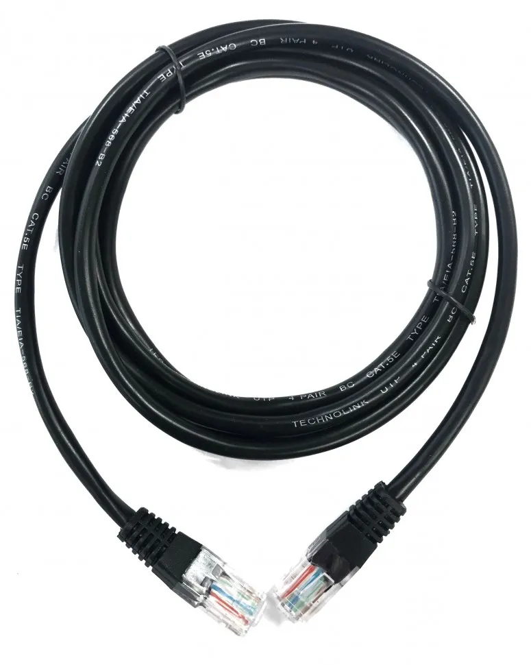 Патч-корд Technolink UTP4 cat 5e, 2,0м, ВС, LSZH, черный, литой коннектор