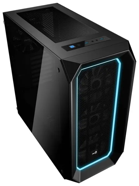 Aerocool P7-C0 PRO, чёрный, боковые панели из закаленного стекла, ATX, без БП, 3xP7-F12 + P7-H1 (хаб), 2xUSB 3.0, сталь 0,7мм