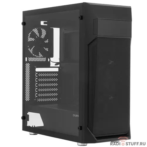 Корпус ZALMAN Z1 PLUS, без БП, боковое окно (закаленное стекло), черный,  ATX