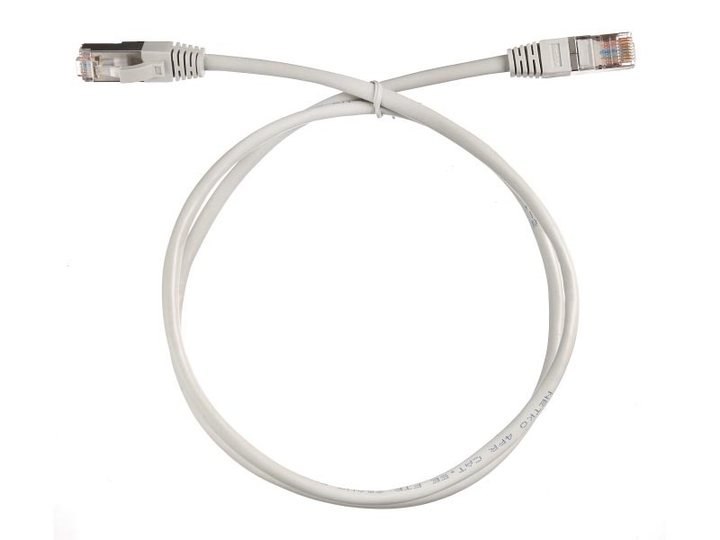 Патч-корд, FTP4, cat.5e, 1м, литой коннектор, серый, Netko 