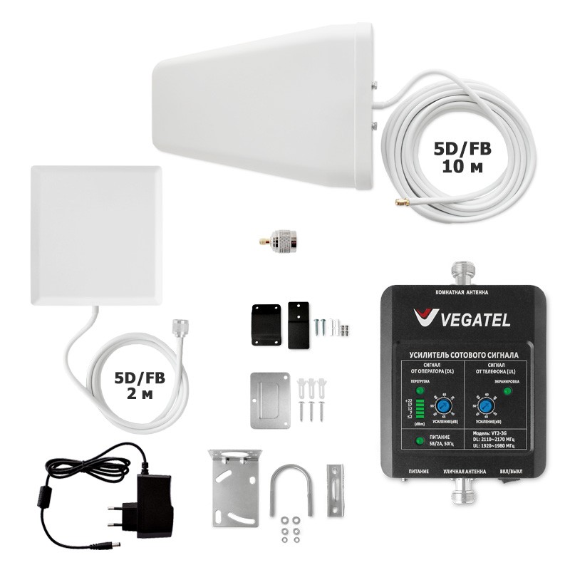 VEGATEL VT2-3G-kit (дом, LED) усилитель 3G сигнала для дома