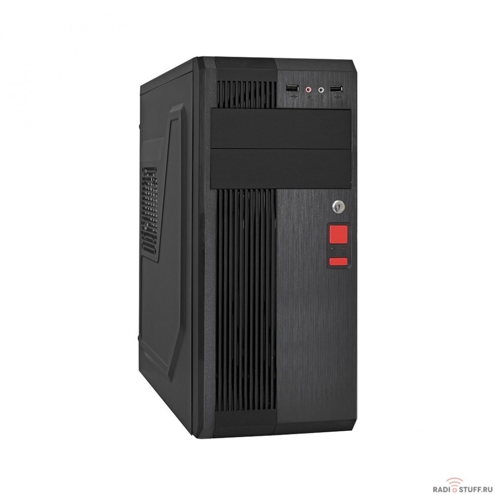 Exegate EX283220RUS Корпус Miditower ExeGate UN-605B Black, ATX, <без БП>, 2*USB, Audio, замок блокировки кнопки питания