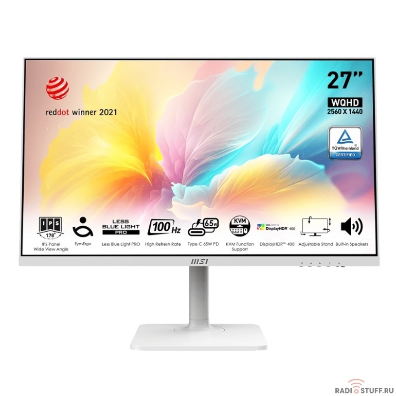 LCD MSI 27" Modern MD272QXPW белый {IPS 2560x1440 100Hz 16:9 300cd 178/178 HDMI DisplayPort USB  HAS Pivot}