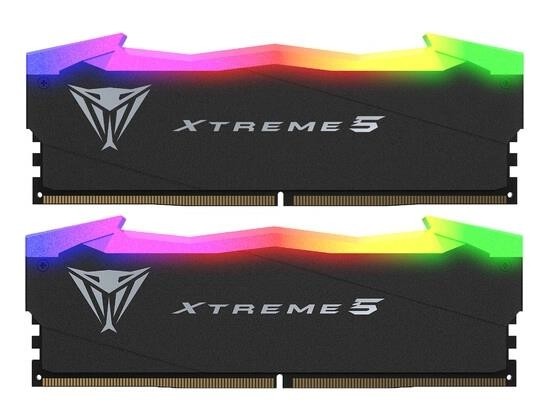 Memory Module PATRIOT Viper Xtreme 5 Gaming DDR5 Общий объём памяти 32Гб Module capacity 16Гб Количество 2 8200 МГц Множитель частоты шины 38 1.45 В RGB черный PVX548G76C36K