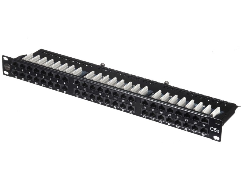 Патч-панель UTP, 19", 48 портов RJ45, cat.5е, 1U, Dual Type, компактная, NETKO Expert CKC