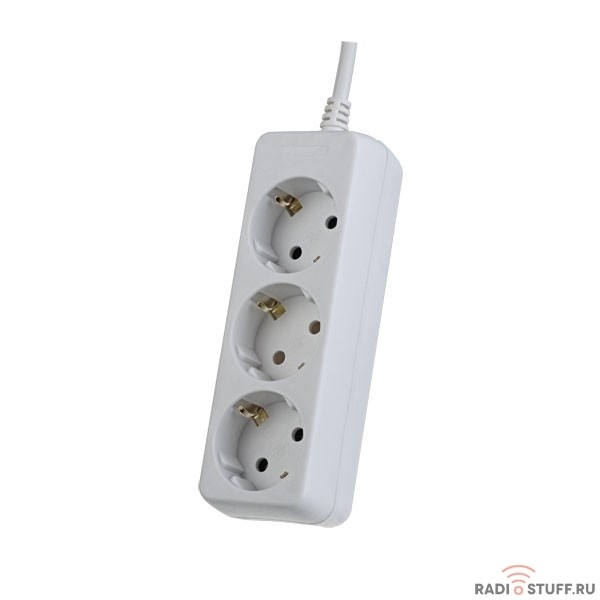 Perfeo Сетевой удлинитель с заземлением "POWERMATE",PF_A4688 (5,0м, 3 розетки, белый (PF-PE-3/5,0-W))